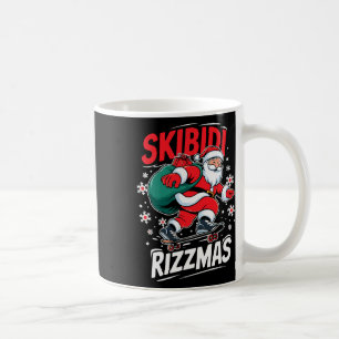 Retro Skibidi Rizzmas Funny Santa Clause Schaatsen Koffiemok