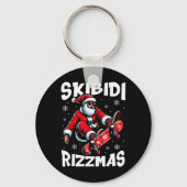 Retro Skibidi Rizzmas Funny Santa Clause Skating B Sleutelhanger (Voorkant)