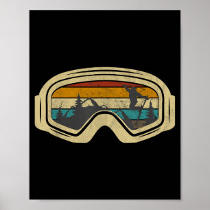 Retro skibril berg sneeuw wintervakantie poster