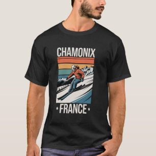 Retro Skiën Chamonix Frankrijk, Franse bergski T-shirt
