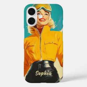 Retro Skiën Glamour  Winteravontuur iPhone 16 Hoesje