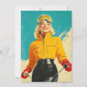Retro Skiën Glamour  Winteravontuur Kaart (Voorkant)