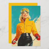 Retro Skiën Glamour  Winteravontuur Kaart (Voorkant / Achterkant)