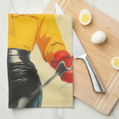 Retro Skiën Glamour  Winteravontuur Theedoek (Quarter Fold)