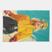 Retro Skiën Glamour  Winteravontuur Theedoek (Horizontaal)