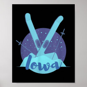 Retro Skiën Graphic voor Iowa Ski Resort Vacation Poster