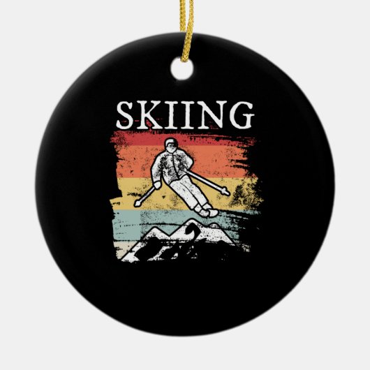 Retro Skien Keramisch Ornament (Voorkant)