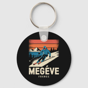 Retro Skien Megève Frankrijk Sleutelhanger