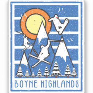 Retro Skiën op Boyne Highlands Mountain Sticker