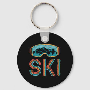 Retro Skiën Shirt Voor Mannen Vrouwen Snowboard Sleutelhanger