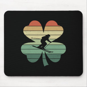 Retro Skiën Ski Shamrock Patricks Dag Dames Heren Muismat