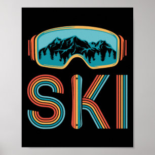 Retro Skiën Wintersport Shirt voor Heren Vrouwen S Poster