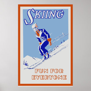 Retro skiespret voor iedereen medium poster