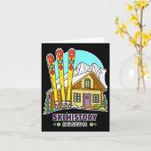 Retro Skigeschiedenis Museum en Mountain Cabin Kaart (Gele Bloem)