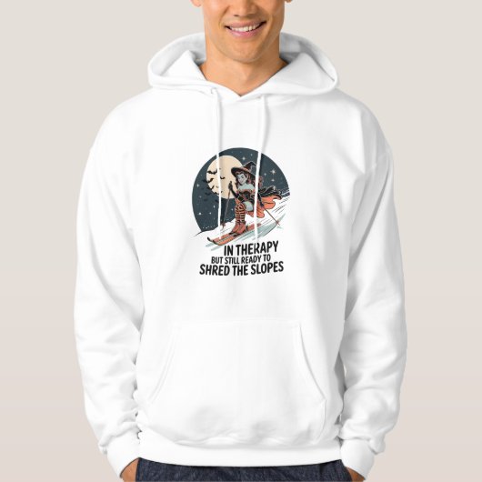 Retro-skiheks Halloween-kunst Hoodie (Voorkant)
