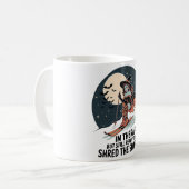 Retro Skihondenge Hexen Halloween Kunst Koffiemok (Voorkant links)