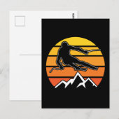 Retro Skiing Briefkaart (Voorkant / Achterkant)