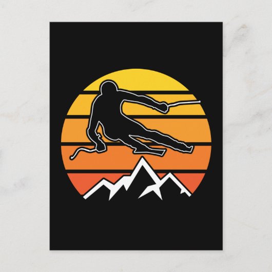 Retro Skiing Briefkaart (Voorkant)