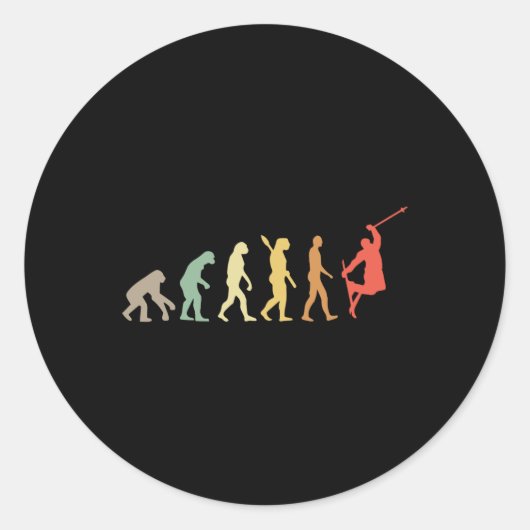 Retro Skiing Evolution For Skiers Skiing Season Ronde Sticker (Voorkant)