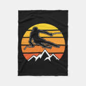 Retro Skiing Fleece Deken (Voorkant)