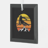 Retro Skiing Glas Ornament (Voorkant links)