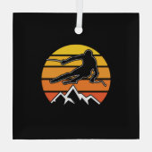 Retro Skiing Glas Ornament (Achterkant)