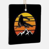 Retro Skiing Keramisch Ornament (Rechts)