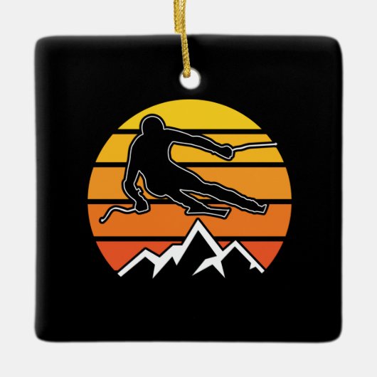 Retro Skiing Keramisch Ornament (Voorkant)