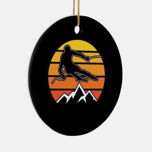 Retro Skiing Keramisch Ornament (Rechts)