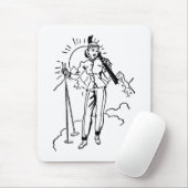 Retro Skiing Lady Muismat (Met muis)