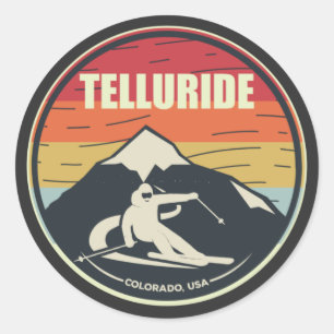 Retro Skiing Telluride Colorado Verenigde Staten Ronde Sticker