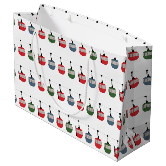 Retro skilift illustratie groot cadeauzakje (Achterkant Gekanteld)