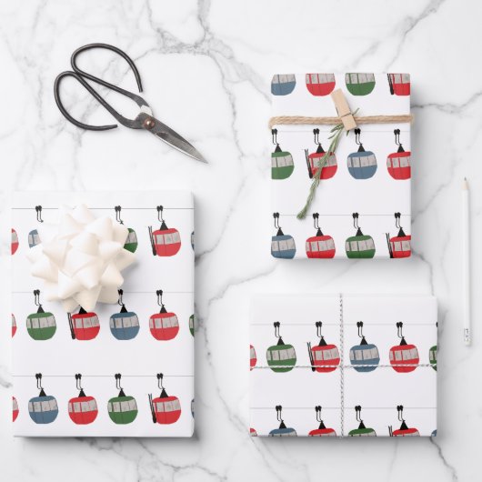 Retro skilift illustratie inpakpapier vel (Voorkant)