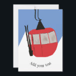 Retro Skilift Skiën Sneeuwberg Illustratie Feestdagenkaart<br><div class="desc">Moderne ski-themed cadeaus voor hem en haar. Retro skilift gondola-illustratiepatroon voor skiër. Ski-themed huisdecoratie en cadeaus.</div>