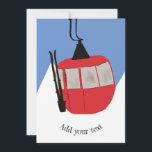 Retro Skilift Skiën Sneeuwberg Illustratie Feestdagenkaart<br><div class="desc">Moderne ski-themed cadeaus voor hem en haar. Retro skilift gondola-illustratiepatroon voor skiër. Ski-themed huisdecoratie en cadeaus.</div>