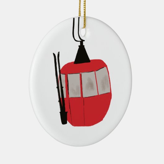 Retro skilift - Skiën Snowboarden Keramisch Ornament (Rechts)