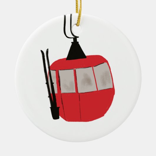 Retro skilift - Skiën Snowboarden Keramisch Ornament (Voorkant)