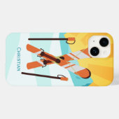 Retro Skiontwerp met Sneeuwlandschap Case-Mate iPhone Case (Achterkant (horizontaal))