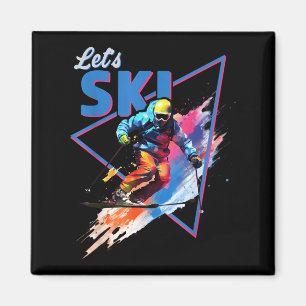 Retro Skipoeder Ski Kleur Shred Design Magneet