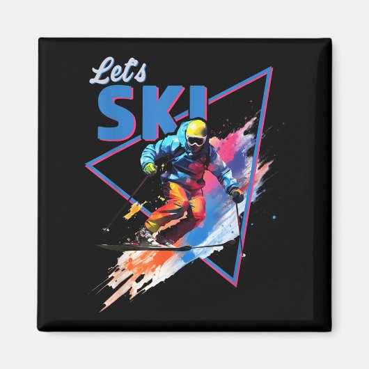Retro Skipoeder  Ski Kleur Shred Design Magneet (Voorkant)