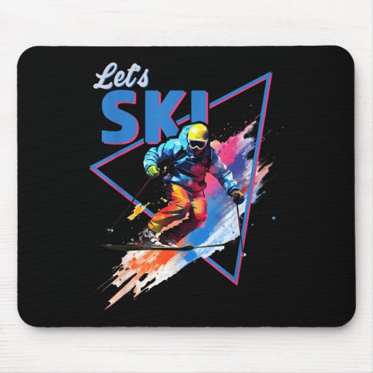 Retro Skipoeder  Ski Kleur Shred Design Muismat (Voorkant)