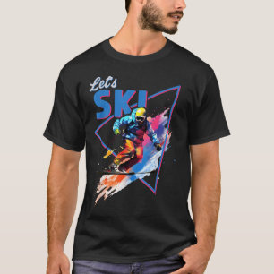 Retro Skipoeder Ski Kleur Shred Design T-shirt