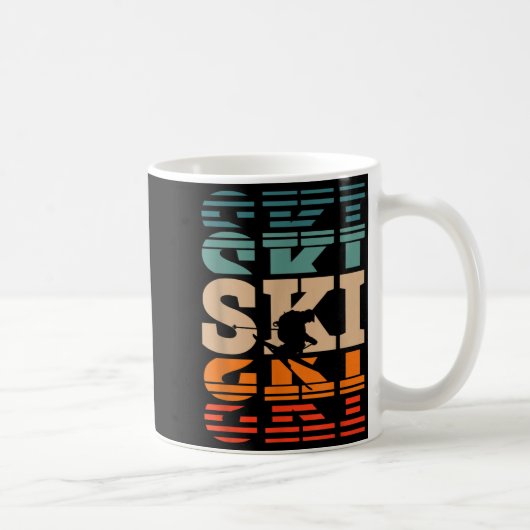 Retro skis ski koffiemok (Rechts)