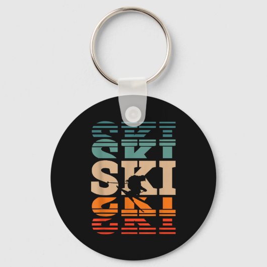 Retro skis ski sleutelhanger (Voorkant)