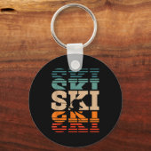 Retro skis ski sleutelhanger (Voorkant)