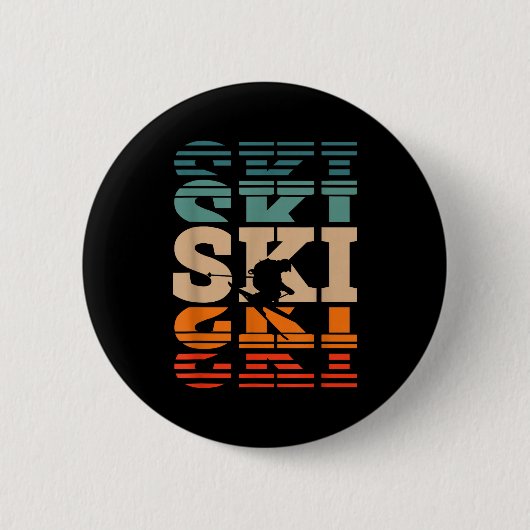 Retro skiski ronde button 5,7 cm (Voorkant)
