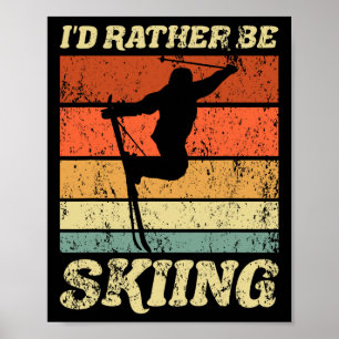 Retro skivakantie wintersport skiërs liever poster