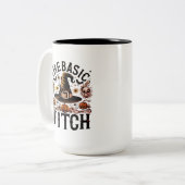 Retro Skull Black Bats Spider Halloween Witch Pet Tweekleurige Koffiemok (Voorkant links)