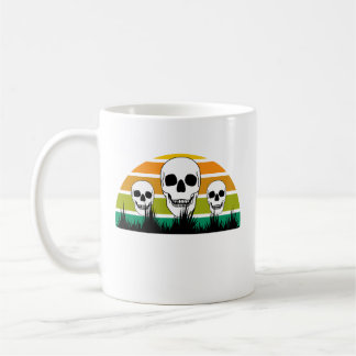 Retro Skull Black Grass Ophiopogon Gothic Garden Koffiemok