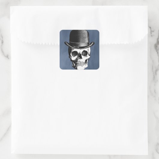 Retro Skull Head Vierkante Sticker (Tas)